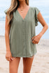 Textured Lace Flutter Sleeve V Neck Shirt