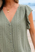 Textured Lace Flutter Sleeve V Neck Shirt