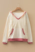 Textured Lace Knit V Neck Raglan Hoodie