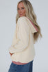 Textured Lace Knit V Neck Raglan Hoodie