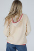 Textured Lace Knit V Neck Raglan Hoodie