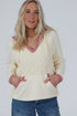 Textured Lace Knit V Neck Raglan Hoodie