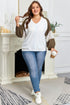 Textured Lace Patchwork Balloon Sleeve V Neck Blouse