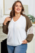 Textured Lace Patchwork Balloon Sleeve V Neck Blouse