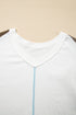 Textured Lace Patchwork Balloon Sleeve V Neck Blouse