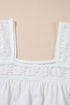 Textured Lace Patchwork Square Neck Short Sleeve Blouse