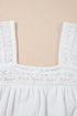 Textured Lace Patchwork Square Neck Short Sleeve Blouse