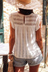 Textured Lace Ruffle Strap Relaxed Fit Tank Top