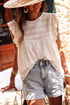Textured Lace Ruffle Strap Relaxed Fit Tank Top