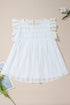 Textured Lace Ruffle Strap Relaxed Fit Tank Top