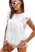 Textured Lace Ruffle Strap Relaxed Fit Tank Top