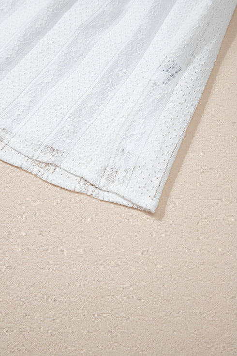 Textured Lace Ruffle Strap Relaxed Fit Tank Top