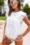 Textured Lace Ruffle Strap Relaxed Fit Tank Top