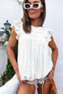 Textured Lace Ruffle Strap Relaxed Fit Tank Top