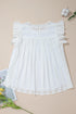 Textured Lace Ruffle Strap Relaxed Fit Tank Top