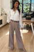 Textured Lace Trim Button Front Long Sleeve Blouse