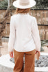 Textured Lace Trim Button Front Long Sleeve Blouse