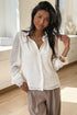 Textured Lace Trim Button Front Long Sleeve Blouse