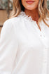 Textured Lace Trim Button Front Long Sleeve Blouse