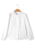 Textured Lace Trim Button Front Long Sleeve Blouse