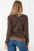 Textured Leopard Print Ribbed Trim Long Sleeve Top