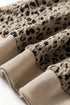 Textured Leopard Print Ribbed Trim Long Sleeve Top
