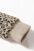 Textured Leopard Print Ribbed Trim Long Sleeve Top