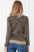 Textured Leopard Print Ribbed Trim Long Sleeve Top