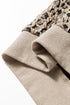 Textured Leopard Print Ribbed Trim Long Sleeve Top
