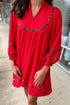 Textured Leopard Print V Neck Long Sleeve Shift Mini Dress