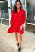 Textured Leopard Print V Neck Long Sleeve Shift Mini Dress