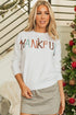 Textured Letter Graphic Crew Neck Sweater