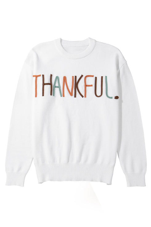 Textured Letter Graphic Crew Neck Sweater