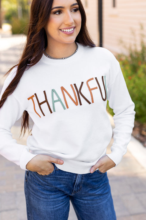 Textured Letter Graphic Crew Neck Sweater
