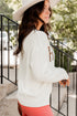 Textured Letter Graphic Crew Neck Sweater