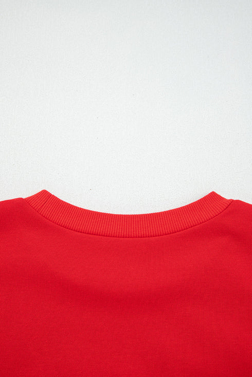 Textured Lettering Graphic Crew Neck Sweatshirt