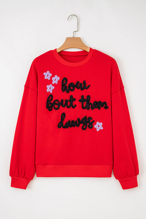 Textured Lettering Graphic Crew Neck Sweatshirt