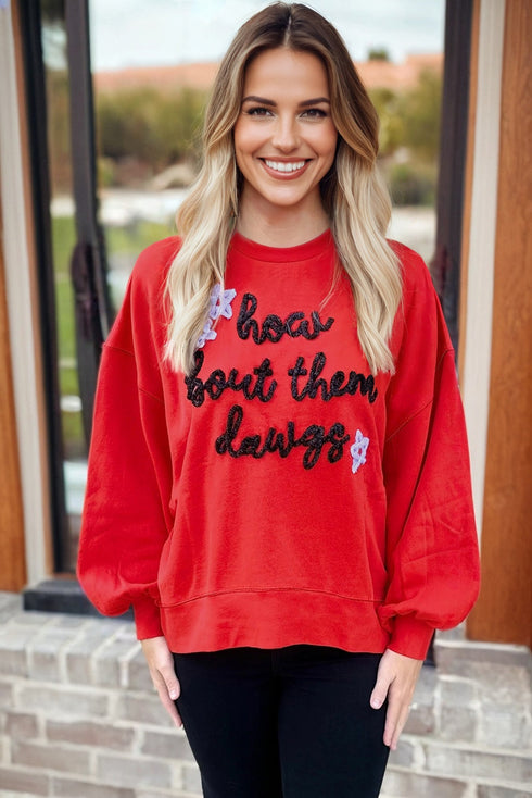 Textured Lettering Graphic Crew Neck Sweatshirt