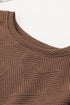 Textured Long Sleeve Top And Drawstring Lounge Short Sets