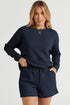 Textured Long Sleeve Top And Drawstring Lounge Short Sets