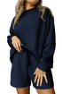Textured Long Sleeve Top And Drawstring Lounge Short Sets