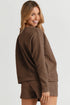 Textured Long Sleeve Top And Drawstring Lounge Short Sets