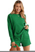 Textured Long Sleeve Top And Drawstring Lounge Short Sets