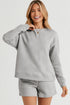 Textured Long Sleeve Top And Drawstring Lounge Short Sets