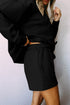 Textured Long Sleeve Top And Drawstring Lounge Short Sets