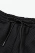 Textured Long Sleeve Top And Drawstring Lounge Short Sets