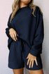 Textured Long Sleeve Top And Drawstring Lounge Short Sets