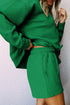 Textured Long Sleeve Top And Drawstring Lounge Short Sets