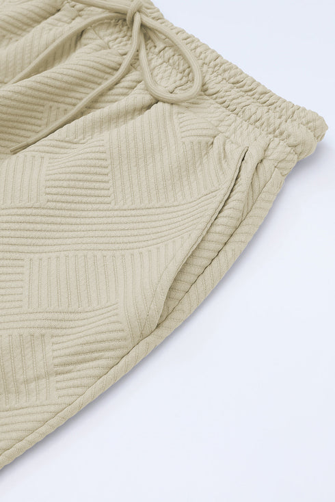 Textured Loose Fit T Shirt and Drawstring Pants Set