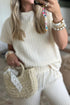 Textured Loose Short Sleeve Wide Leg Cropped Pant Set